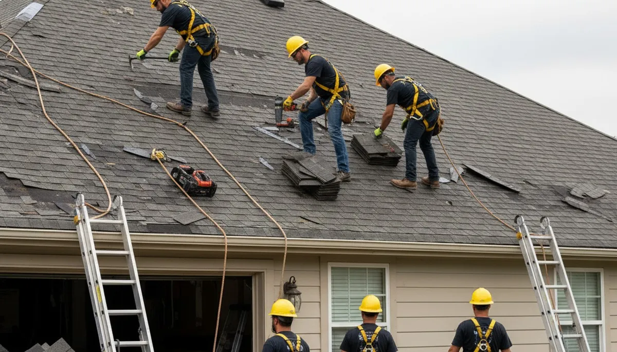 Storm damage cleanup crew removing fallen tree limbs in Cincinnati, OH