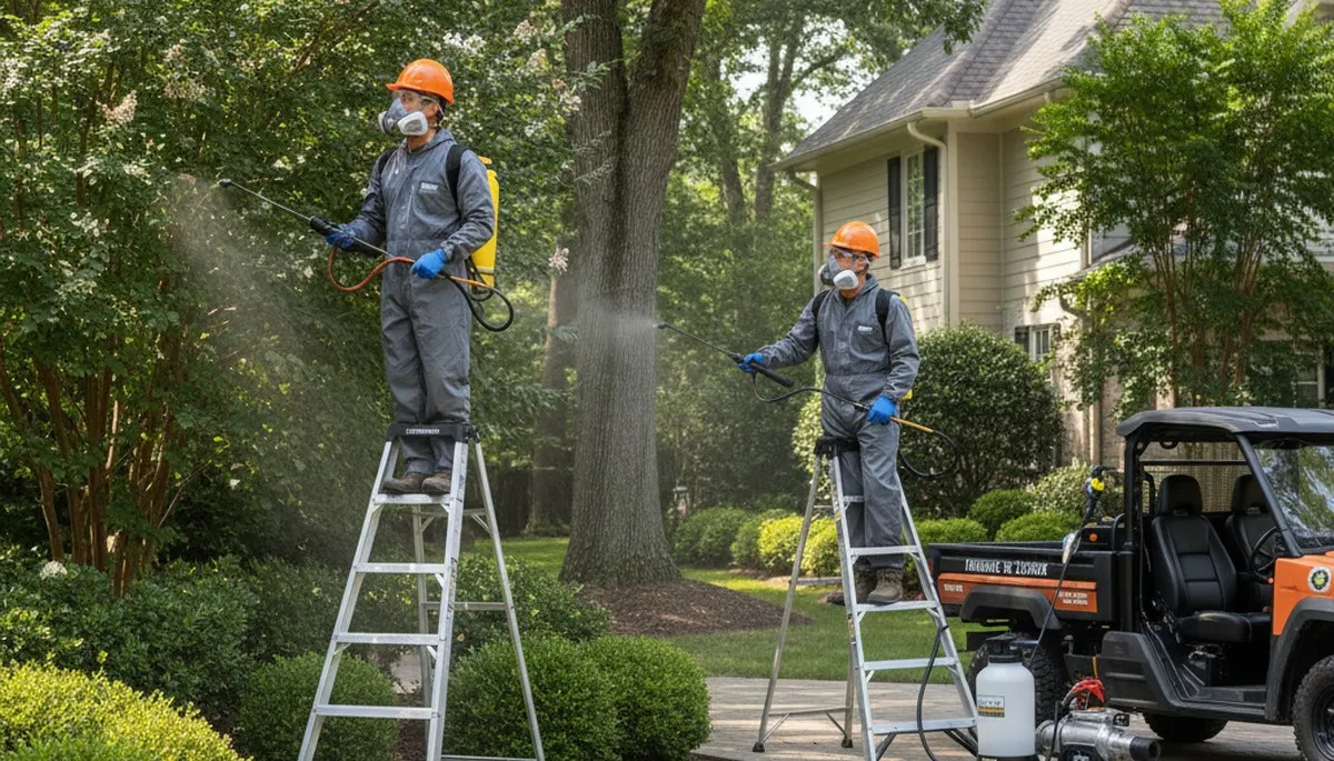 Tick control technician protecting a Cincinnati, OH yard for safer family and pet outdoor spaces