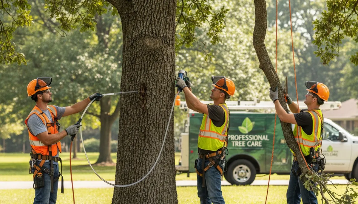 Cincinnati, OH tree care expert treating diseased trees for healthier growth