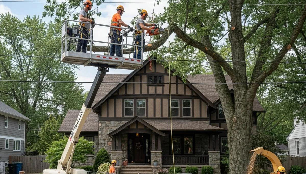 Tree service crew in Cincinnati, OH providing professional tree removal for residential properties