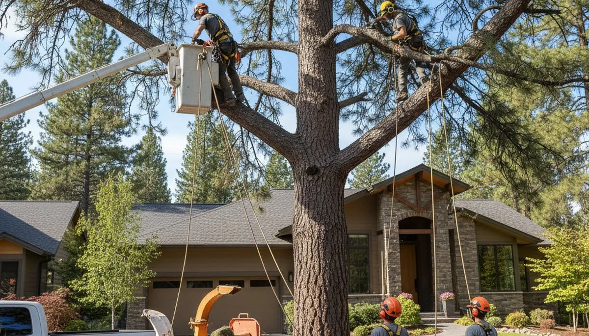 Professional tree service crew trimming trees in Cincinnati, OH