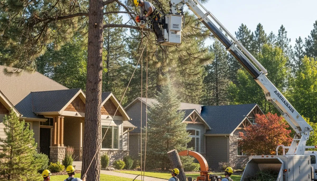 Cincinnati, OH tree service crew removing a tree for safe residential property clearance